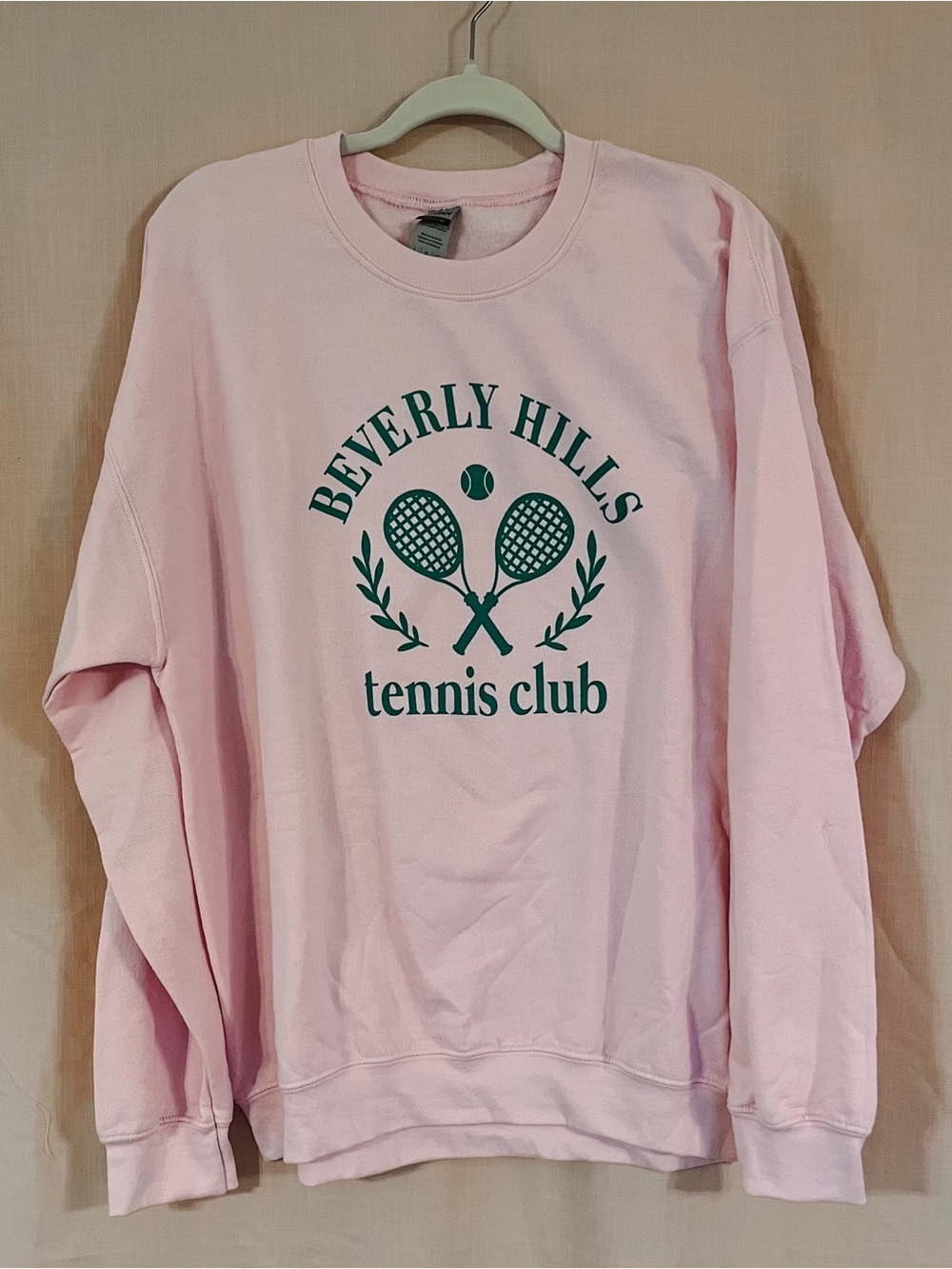 Beverly Hills Tennis Club Pink Oversized Graphic Sweatshirt